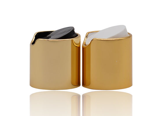 품질  Cosmetic Aluminum Shiny Gold Disc Top Cap Black Or White PP Disk Cap 24mm 공장